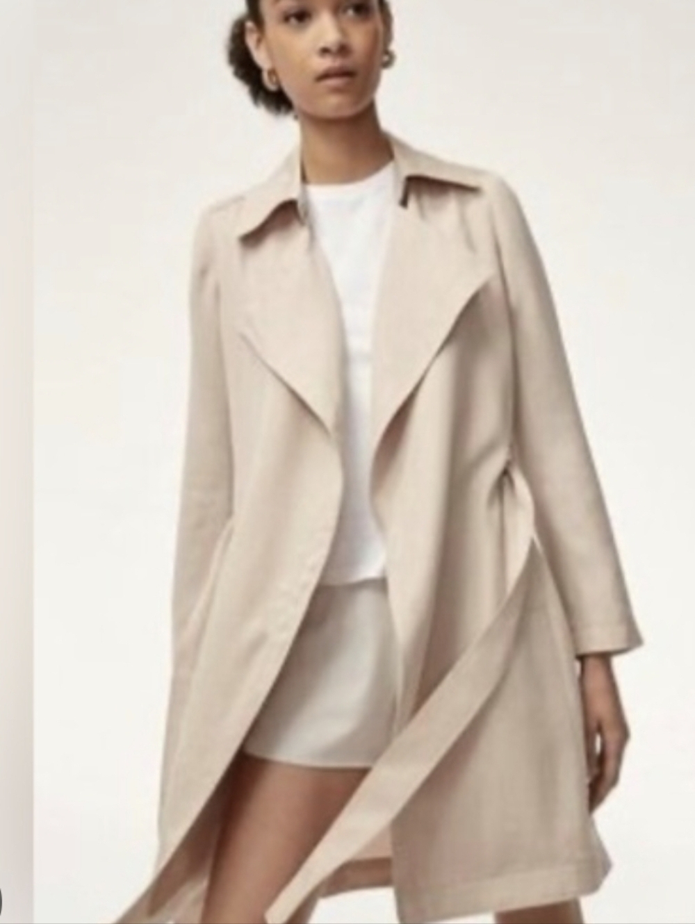 Babaton (Aritzia) Classic Tan/Beige 100% Lyocell Belted Trench Coat (Size XS)